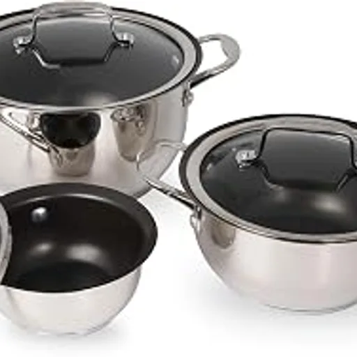 Wolfgang Puck6-Piece Stainless Steel Nonstick Cookware Set with Lids