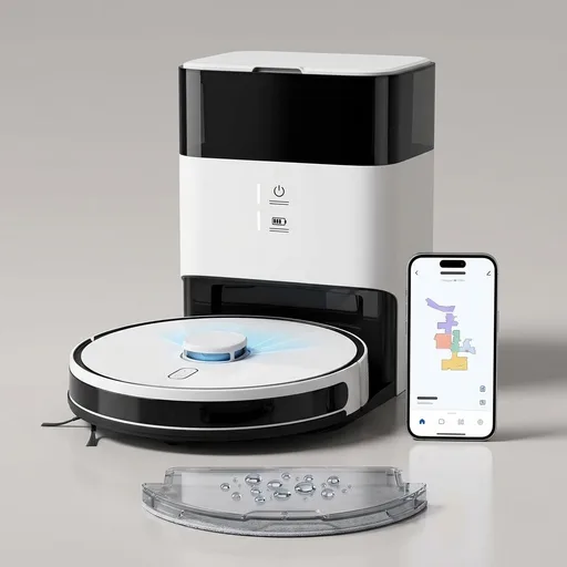 Robot Vacuum and Mop Self-Emptying with 12,000Pa No-Collision Obstacle Avoidance, Carpet Detection, Anti-Tangle Brushes, 75-Day Capacity, App/Alexa Control