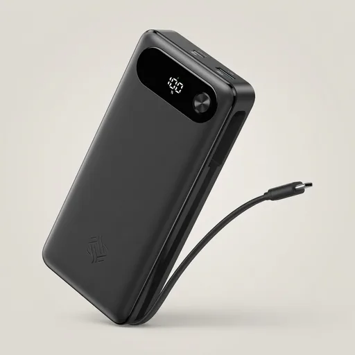 Anker Power Bank, 20,000mAh Travel Essential, Built-in USB-C Cable(Black)