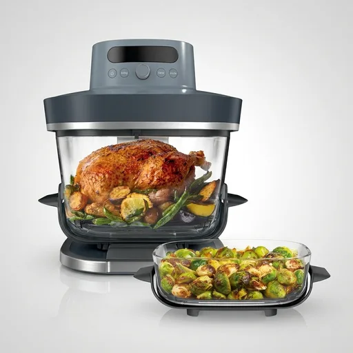 Ninja Crispi Pro 6-in-1 Glass Air Fryer | With Nontoxic, 6qt & 2.5qt Containers & Lids | Microwave, Freezer, Dishwasher Safe | 450°F Max Temp | 1800 Watt | Cyberspace | AS101CY