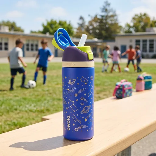 Owala Kids FreeSip Insulated Stainless Steel Water Bottle with Straw for Sports, Travel, and School, BPA-Free Sports Water Bottle, 16 oz, Celestial Sphere