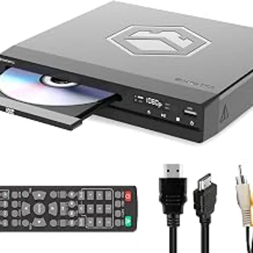 Compact DVD Player with Included HDMI | Multi Region Disc Playback | 1080 HD Upscaling | HDMI, RCA, & AV Connectivity | USB, MP3, & CD Playback | Easy Use Remot