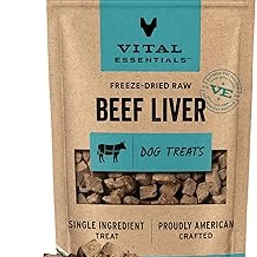 Vital Essentials Freeze Dried Dog Treats, Beef Liver, 2.1 oz Bag