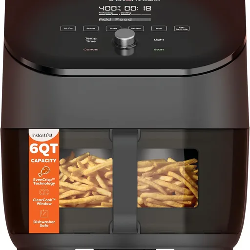 Instant Pot Vortex Plus 6QT ClearCook Air Fryer, Clear Windows, Custom Program Options, 6-in-1 Functions, Crisps, Broils, Roasts, Dehydrates, Bakes, Reheats, from the Makers of Instant Pot, Black