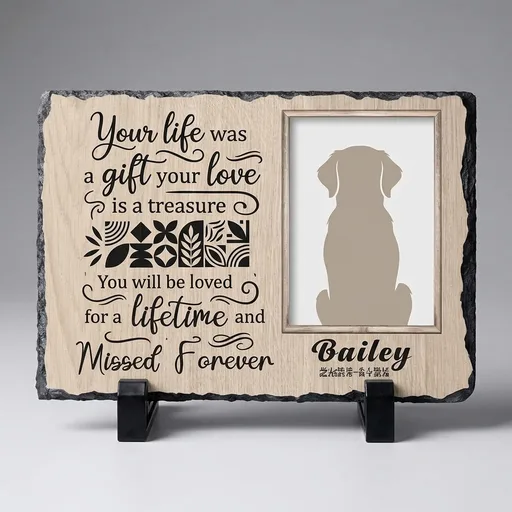 Ships Next Day Personalized Dog Memorial Gifts for Loss of Dog, Custom Pet Memorial Stone with Photo Name Date Bereavement Sympathy Gift for Dog Cat Lover