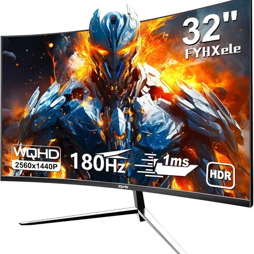Gaming Monitor, Curved Computer Monitor 32'', Curved Gaming Monitor QHD(2560x1440) 180Hz, Curved Monitor w/Multi-Window, R2800, HDR, FreeSync, 1ms Display, Eye Care|Anti-Glare,PC Monitors Black