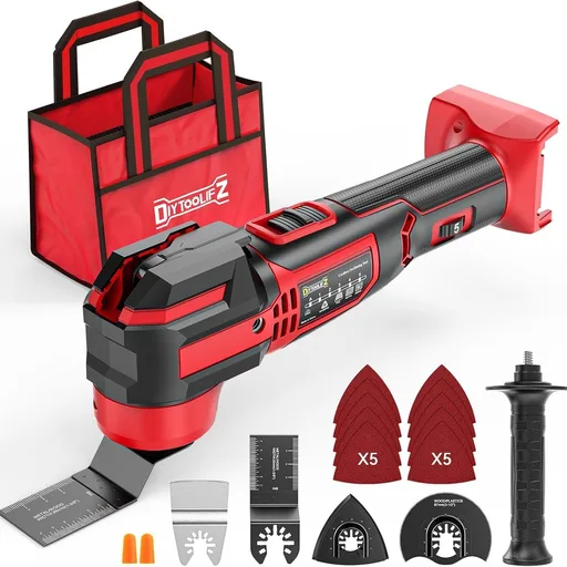 Cordless Oscillating Tool Compatible with Milwaukee 18V Battery(Tool Only), 21,000 OPM Upgraded Brushless 18V Oscillating Multi-tool with 6 Speed, LED Light, DIYtoolifz 4.5° Oscillating Tool for Wood