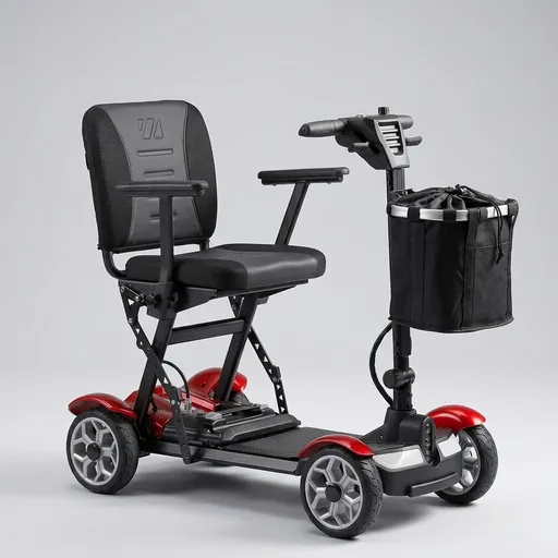 (2026 Upgrade) Lightweight Mobility Scooter for Seniors & Adults, Folding Mobility Scooters, Light Weight 24.8 Miles Trave Foldable 4 Wheeler, Removable Lithium Battery, 300lb Capacity-Gloss Red