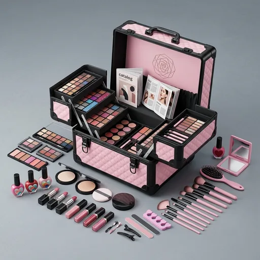 Hollyhi 59 Pcs Kids Makeup Kit for Girl, Washable Play Makeup Toys Set for Dress Up, Pretend Beauty Vanity Set with Cosmetic Case Birthday Toys for Girls 3 4 5 6 7 8 9 10 11 12 Years Old Kids Toddlers