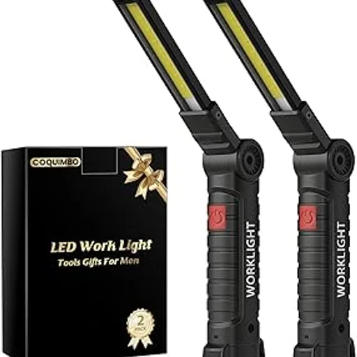Coquimbo 2 Pack Rechargeable Work Light, Christmas Tool Gifts for Men Dad | Mens Stocking Stuffers for Adults Husband, LED Flashlight, BBQ Light Grill Accessori