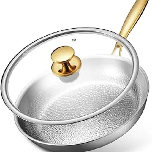 Titanium Frying Pans, Ø12in with Lid, Titanium Pans for Cooking