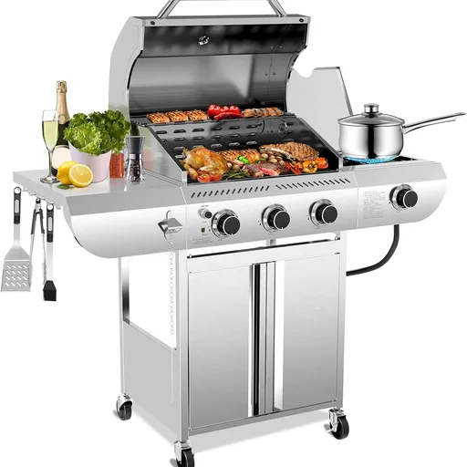 3-Burner Propane Gas Grill with Side Burner