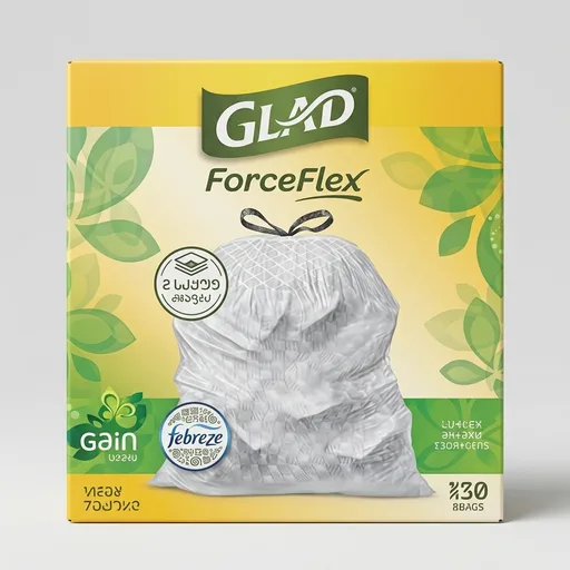 GladForceFlex Tall Kitchen Drawstring Trash Bags, 13 Gal, Gain Original, 80 Ct (Package May Vary)