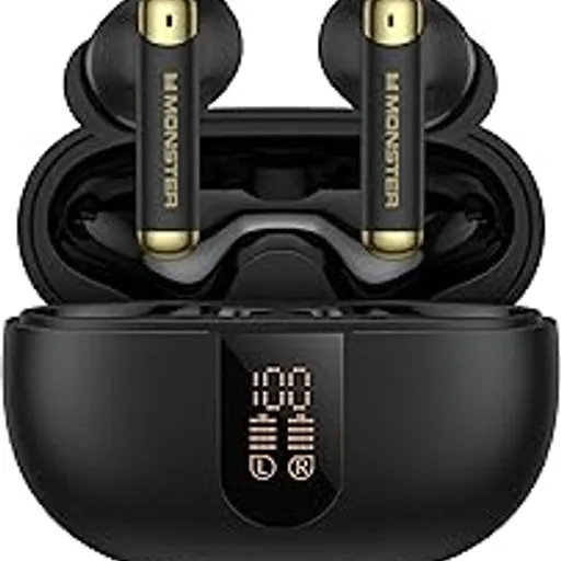 MonsterWireless Earbuds, Bluetooth 6.0 in-Ear Headphones with Charging Case, Stereo Earphones Deep Bass Sound, Built-in Mic, Clear Call, Water Resistant Design