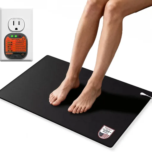 Grounding Mat Earthing Mat for Bed, Grounding Well Mat for Feet, Portable Non-Slip Earthing Pad for Sleep, Indoor Grounding Pad for Chair & Desk, Use at Home or Office with 15ft Cord 24"X16"