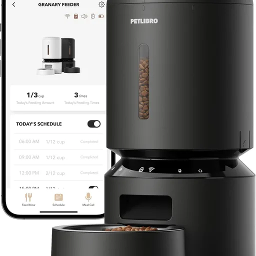 PETLIBRO Automatic Cat Feeder, 5G WiFi Automatic Dog Food Dispenser with Freshness Preservation, 5L Timed Pet Feeder with Low Food Sensor, Up to 10 Meals Per Day, Granary Black