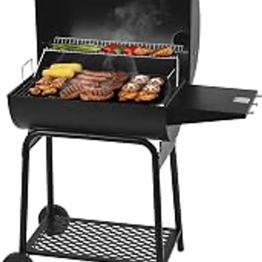 Royal Gourmet CC1830 28 Inch Barrel Charcoal Grill, Side Table