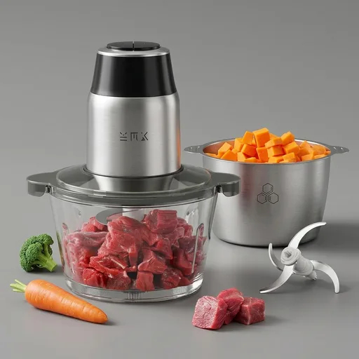 GANIZA Food Processors, Electric Food Chopper with Meat Grinder & Vegetable Chopper - 2 Bowls (8 Cup+8 Cup) with Powerful 450W Copper Motor - Includes 2 Sets of Bi-Level Blades for Fruits/Meat/Nuts