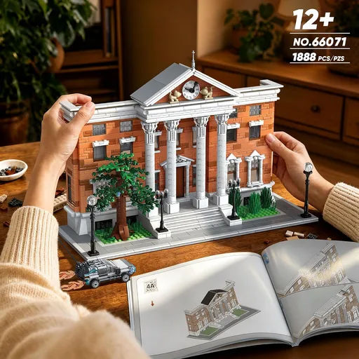 Future Clock House Building Blocks with Retro Sports Cars