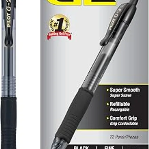PILOT G2 Premium Gel Pens, Fine Point 0.7mm, Black Ink, 12-Pack