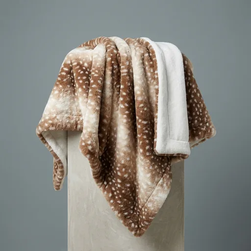 COZY KISS Faux Fur Christmas Deer Print Blanket