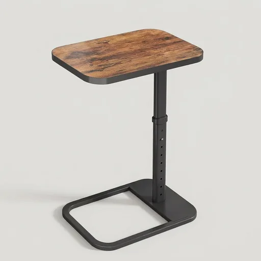 Kitstorack TV Tray Table, Adjustable Height & Flip-Top & Rounded Metal Corners, Snack Table for Couch, Sofa, Bed, Chair, Living Room, C Shaped End Side Table for Eating, Dinner or Laptop, Small Spaces