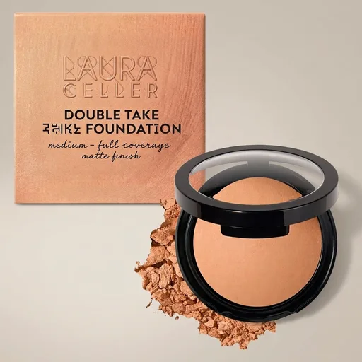 LAURA GELLER Baked Double Take Powder Foundation, Matte Finish – Medium