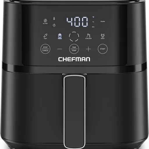 Chefman Air Fryer – 4 QT Compact Airfryer for Quick & Easy Meals in Minutes, Features Hi-Fry Technology for Extra Crisp, Touchscreen Controls with 4 Presets, Nonstick & Dishwasher Safe Basket - Black