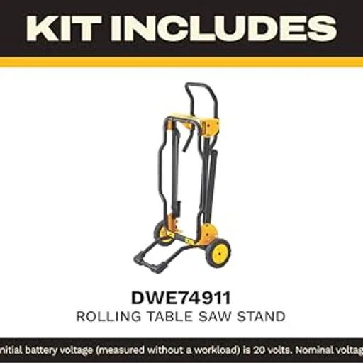 DeWalt Table Saw 10" w/Foldable Rolling Table Saw Stand (DWE 7491RS)