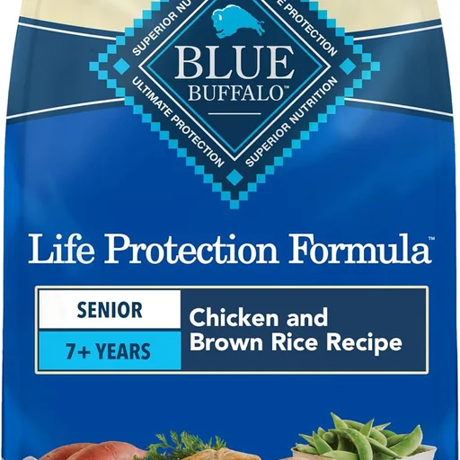 Blue Buffalo Life Protection Formula Chicken & Brown Rice Senior Dry Dog Food, Supports Immunity With Antioxidant-Rich LifeSource Bits, Promotes Healthy Muscle Development, Skin & Coat Health, 15 lbs.