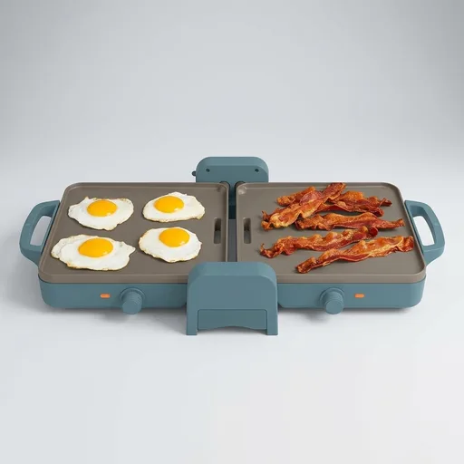 bella 10"x20" Fold and Store Griddle, Non-Toxic, Ceramic Coating, Surf