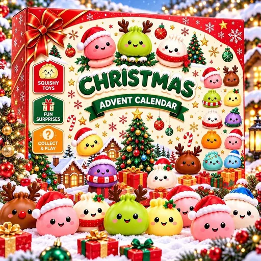Christmas Mochi Squishies Advent Calendar, 24-Day Countdown for Adults