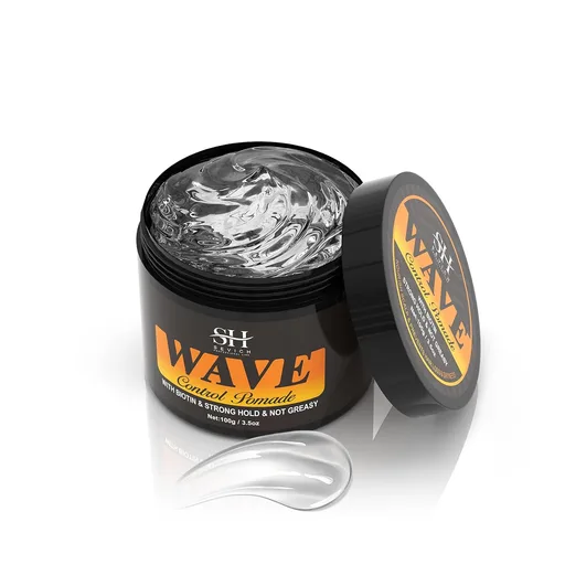 SEVICH 360° Wave Control Pomade for Men - Strong Hold Hair Styling Gel with Biotin, Water-Based Formula - Natural Wave Grease for Coarse, Medium & Straight Hair (100g/3.5oz)