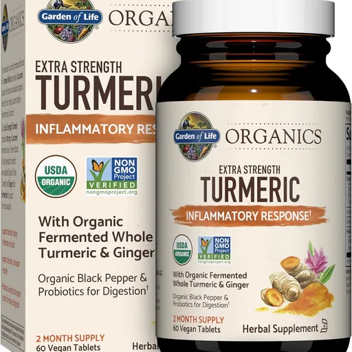 Garden of Life Organics Extra Strength Turmeric Supplement, 60 Tablets