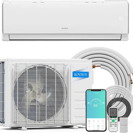 ROVSUN 11500 BTU Wifi Enabled Mini Split Air Conditioner & Heater, 17 SEER2 230V Inverter Ductless Wall AC Unit with Pre-Charged Condenser, Heat Pump & Installation Kit