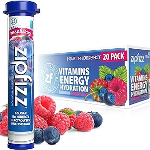 ZipfizzEnergy Drink Powder, 20 Pack B12 Electrolyte - Blue Raspberry