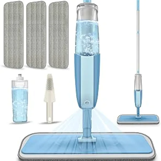Spray Wet Mops for Floor Cleaning: Hardwood Floor Mop Refillable Dust Mop | 3 Washable Pads for Swiffer Powermop, 360° Rotating Head, Flat Mops Commercial Dry M