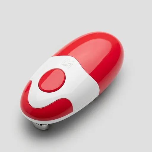 Kitchen Mama Auto Electric Can Opener: Open Your Cans with A Simple Press of Button - Automatic, Hands Free, Smooth Edge, Battery Operated, YES YOU CAN (Red)