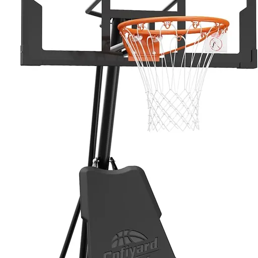Cofiyard Basketball Hoop Outdoor with 44&48&54In Shatterproof Backboard, 5.25-10FT Height Portable Basketball Hoop with Sandbag, Adjustable Basketball Goal System
