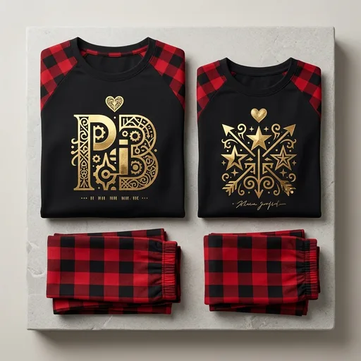Valentine's Day Matching Pajamas Set Long Sleeves Top And Classic Pants For Women or Men