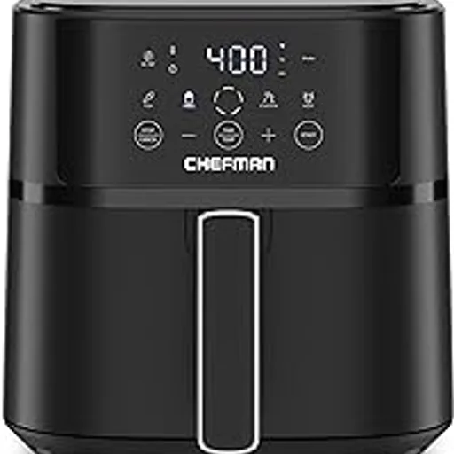 Chefman Air Fryer – 6 QT Compact Airfryer for Quick & Easy Meals in Minutes, Features Hi-Fry Technology for Extra Crisp, Touchscreen Controls with 4 Presets, No