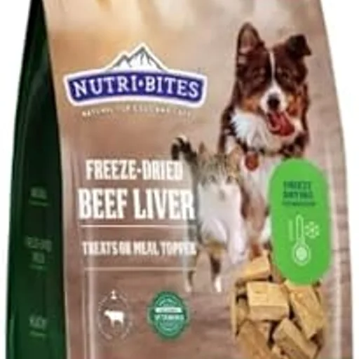 Nutri BitesFreeze Dried Beef Liver Dog & Cat Treats, Single Ingredient, 27 Ounce Bag