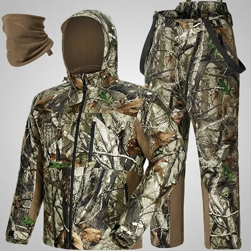 TIDEWEHunting Clothes for Men with Face Mask, Silent Hunting Suit