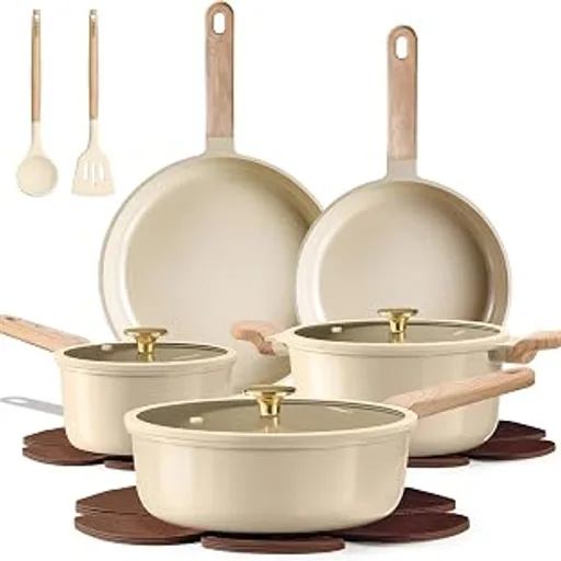 CAROTE Pots and Pans Set, Ceramic Cookware Set, 14pcs