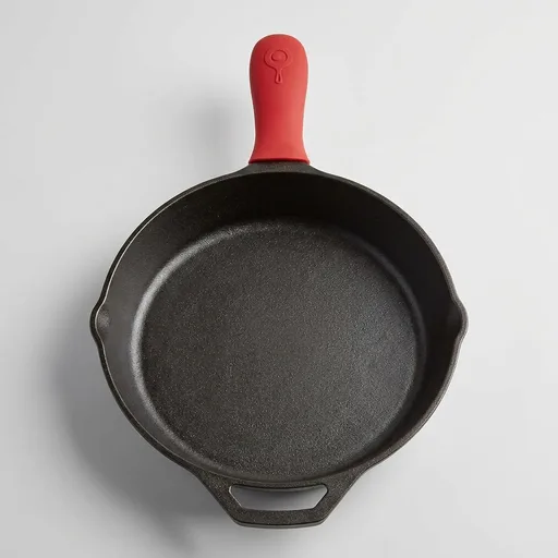Lodge Pre-Seasoned Cast Iron Skillet with Silicone Handle Holder, 12 Inches | Non-Toxic & Naturally Non-Stick Frying Pan with Silicone Hot Handle Holder, Pan is Safe for Oven & Stovetop Use