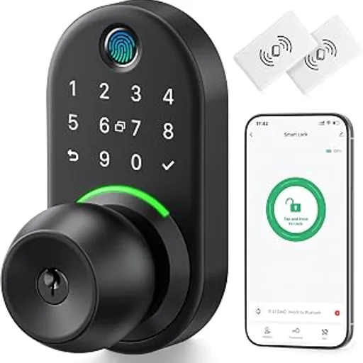 Keypad Smart Door Knob Lock, Yamiry Fingerprint Keyless Entry Handle Lock