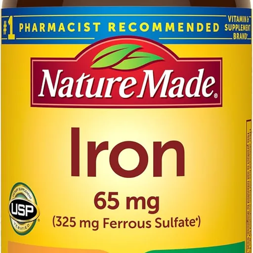 Nature Made Iron 65 mg (325 mg Ferrous Sulfate) Tablets, 180 Tablets
