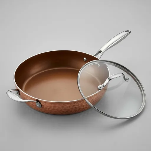 Gotham Steel Hammered Copper 14-Inch Nonstick Frying Pan with Lid