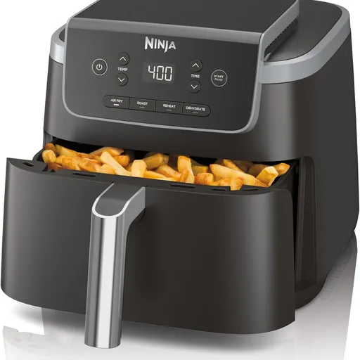 Ninja Air Fryer with Air Crisp | 5 QT Capacity fits up to 4lbs of Fries | 4-in-1 Pro Air Fry, Roast, Reheat, Dehydrate | 400°F Max Temp | 1750 Watts | W/Nonstick Basket & Crisper Plate | Grey | AF141