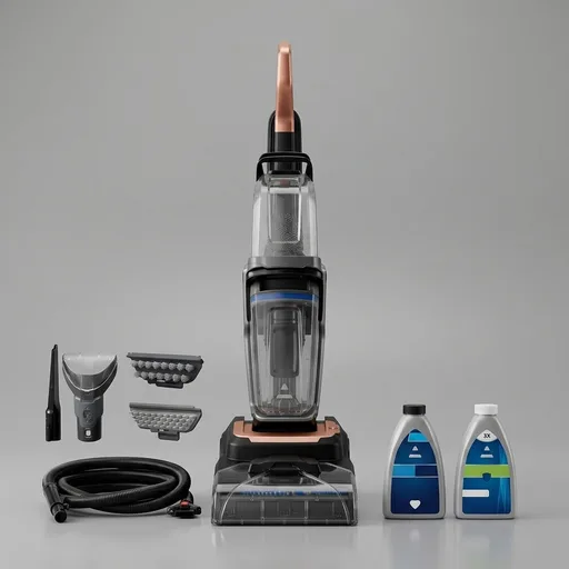 BISSELL Revolution HydroSteam Carpet Cleaner, Upright Deep Cleaner, HydroSteam Technology, 4-inch Self-Cleaning Tough Stain Tool & Formulas Included, 4123